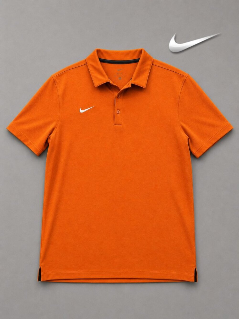 Nike Men's Dry Franchise Polo Orange Mesh Dri-FIT White Swoosh Shirt Size L